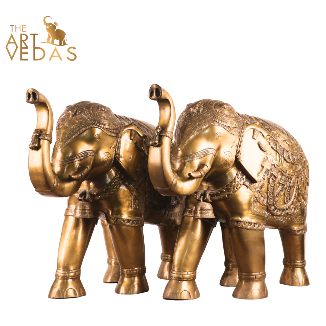 Brass Elephant Statue – Pair – theartvedas